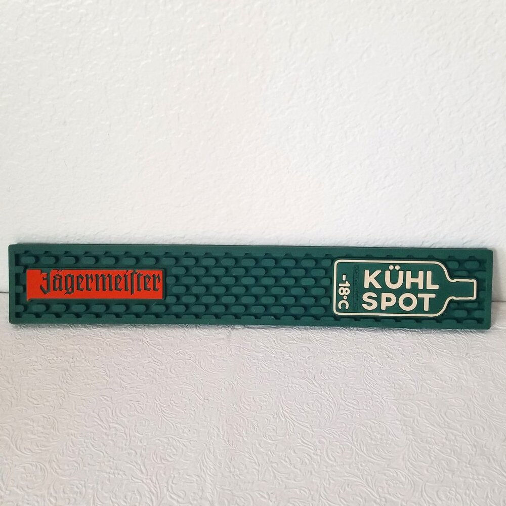 Jagermeister Kuhl Spot Colab Green Orange Rubber Spill Rail Bar Mat 20.25""x3.5"